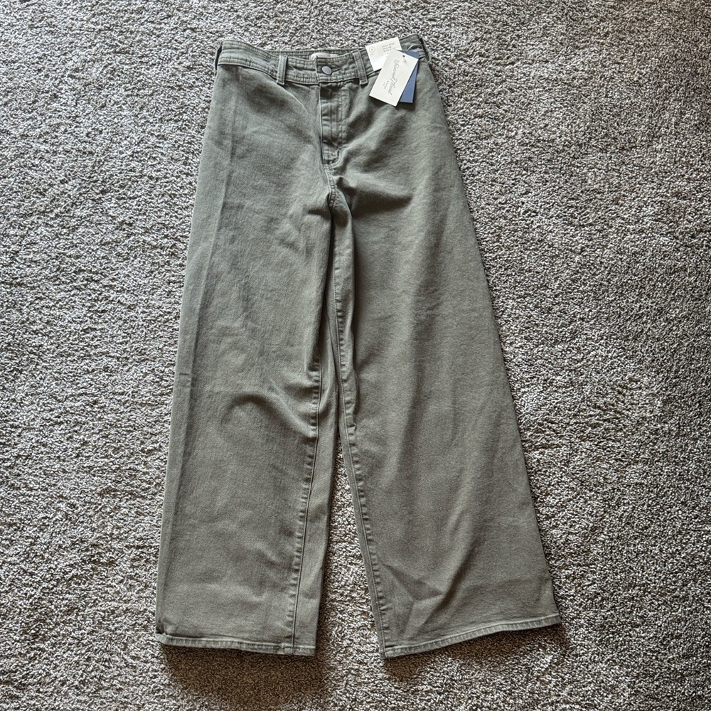 Universal Thread Olive Green High Rise Sailor Wide Leg Jeans Sz 6 NEW